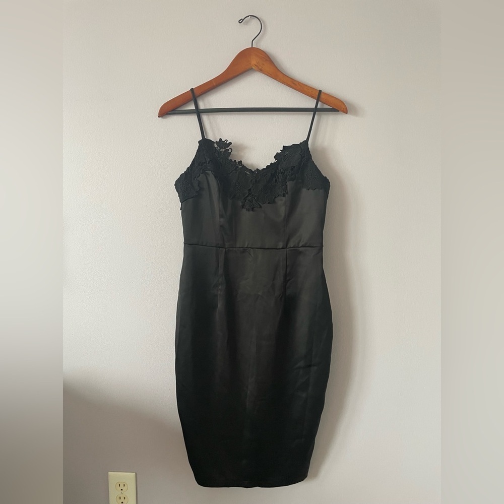 Black Lace-Trim Slip Dress - Women